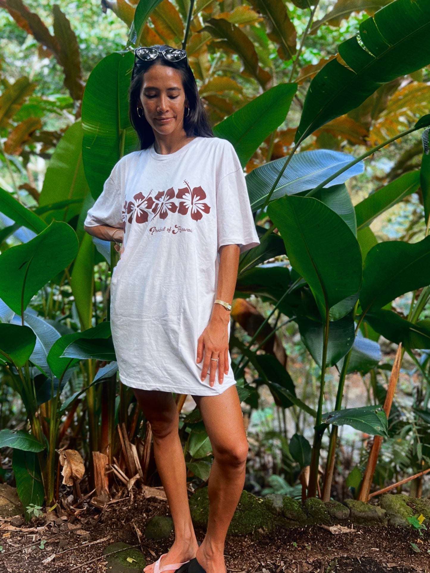 Hibiscus Band Oversized Tee in Orchid