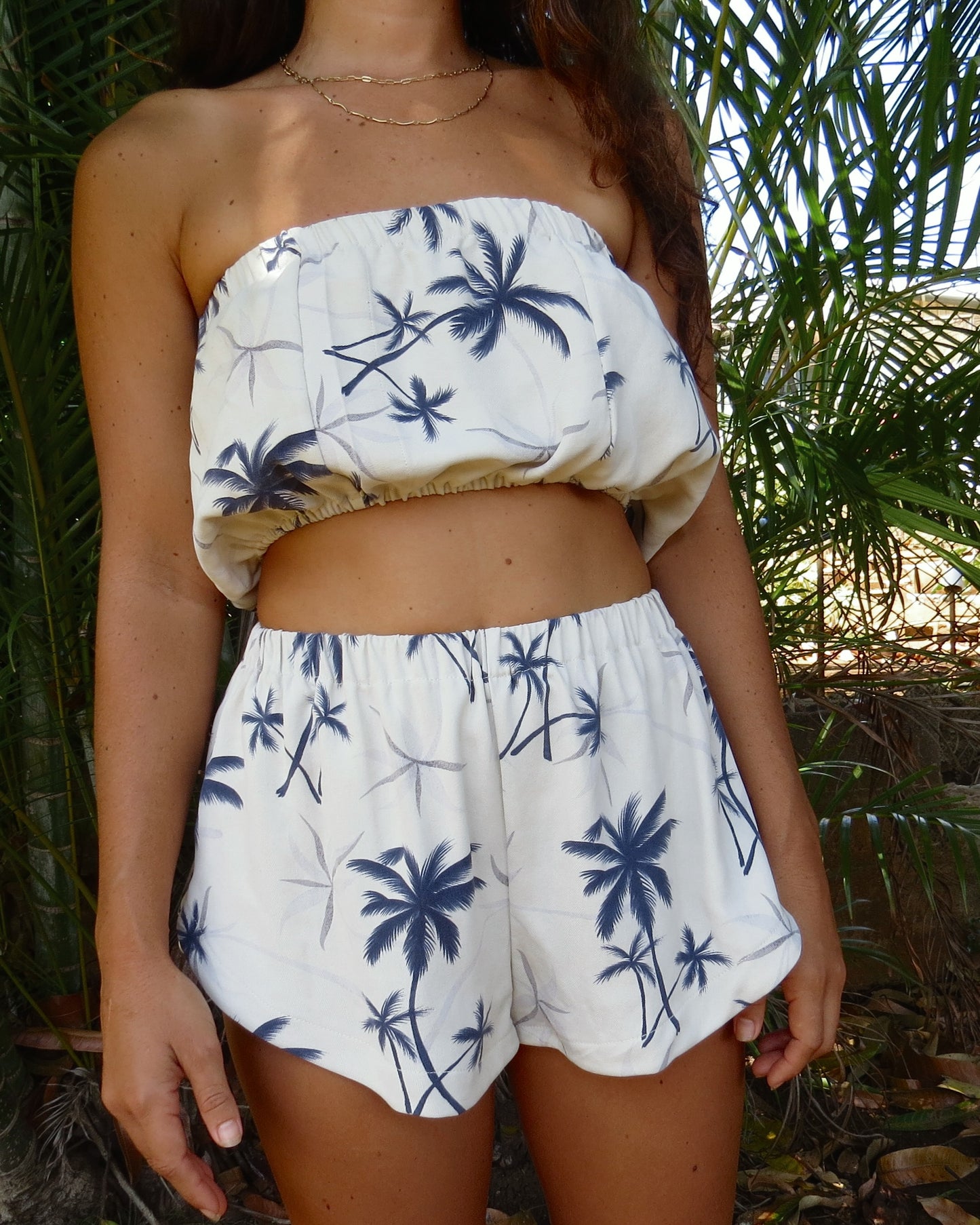 Blue Palm Silk Set